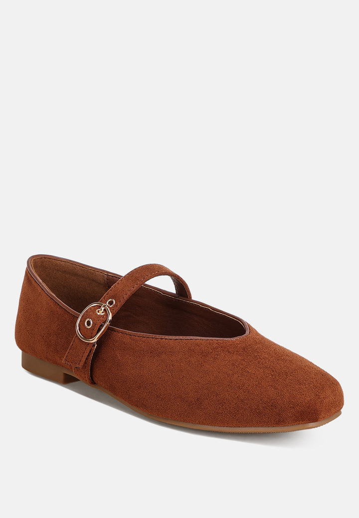 ninily mary jane flat ballerinas#color_brown-suede