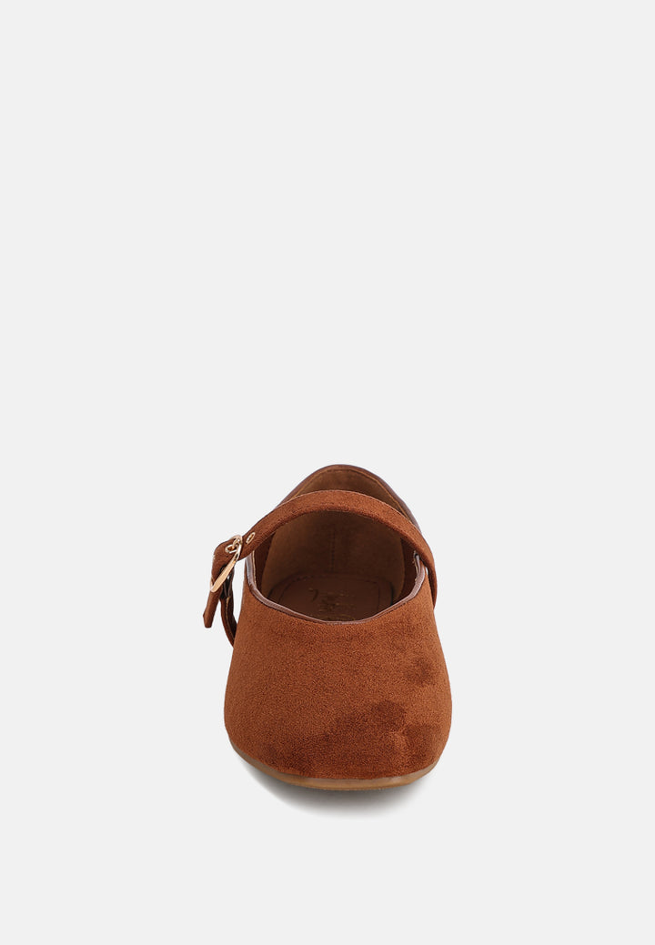 ninily mary jane flat ballerinas#color_brown-suede