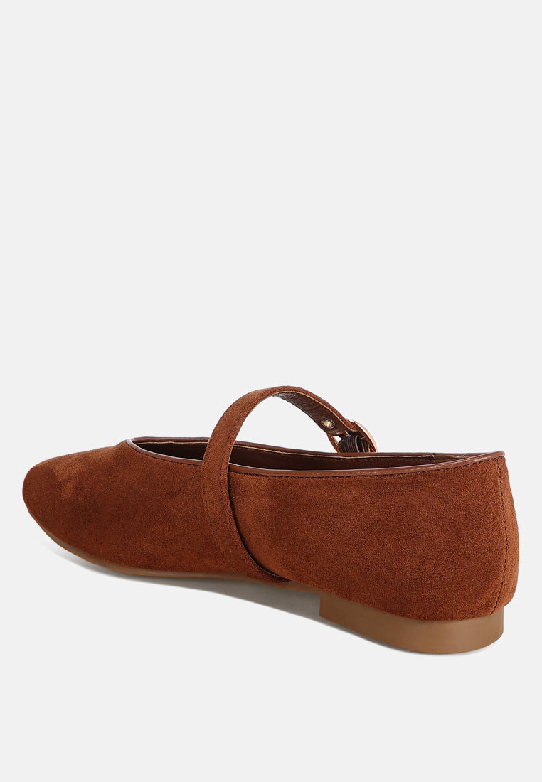 ninily mary jane flat ballerinas#color_brown-suede