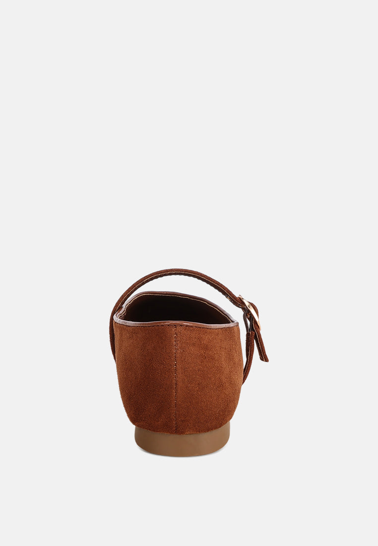 ninily mary jane flat ballerinas#color_brown-suede