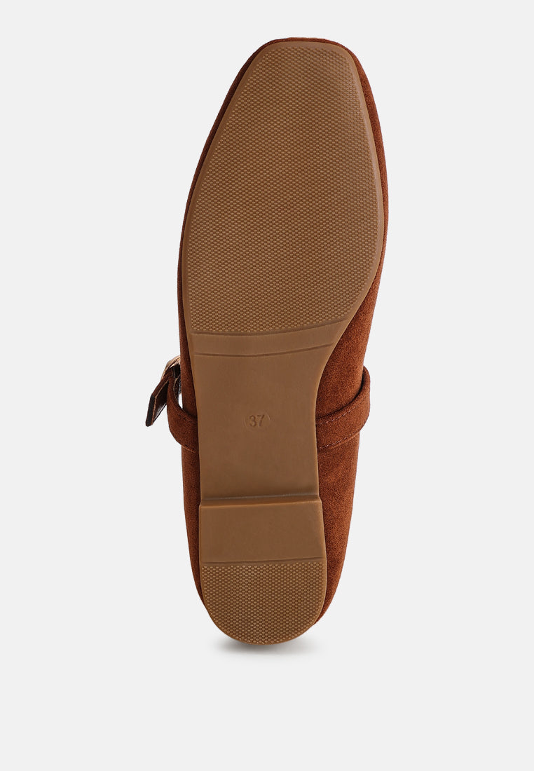 ninily mary jane flat ballerinas#color_brown-suede