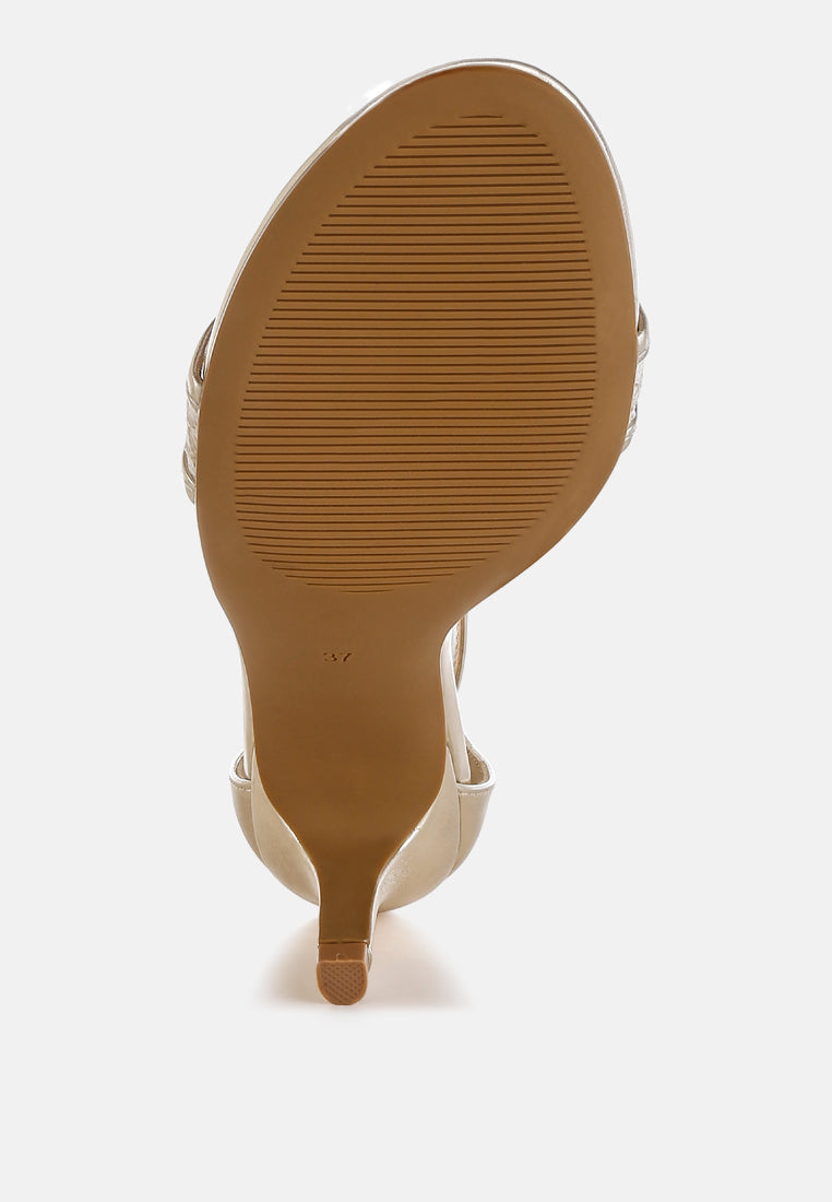 ninto metallic faux leather kitten heel sandals#color_gold