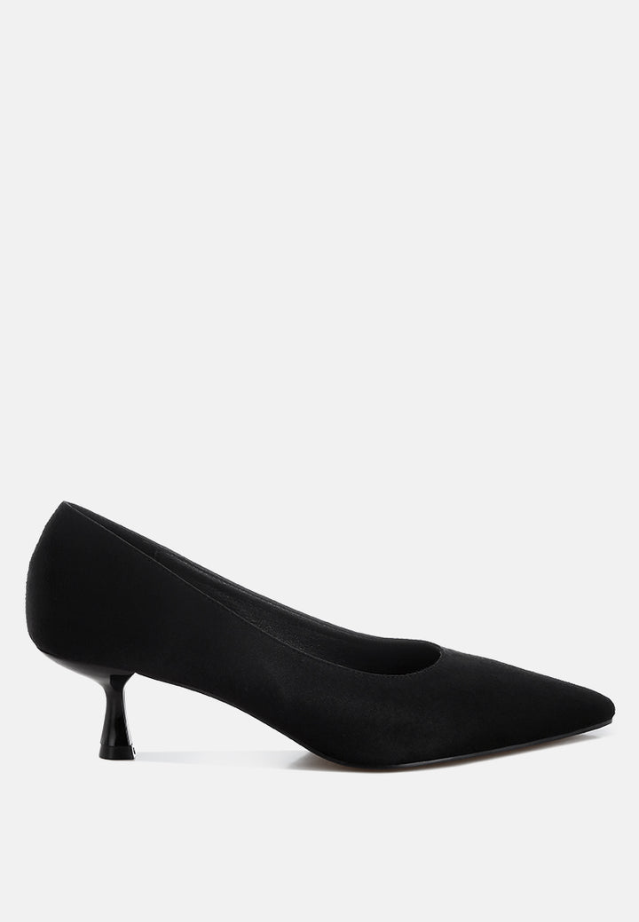 nivara pointy toe kitten heels#color_black-man-made-suede