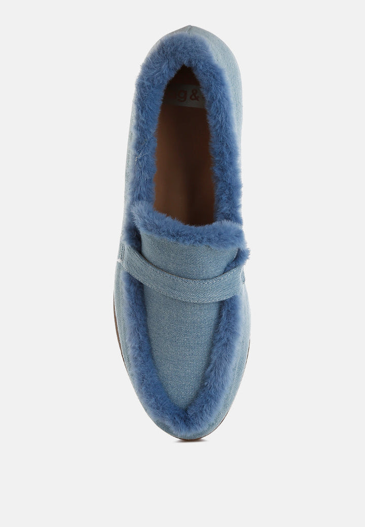 Mocasines de mezclilla con detalle de piel nivena#color_blue