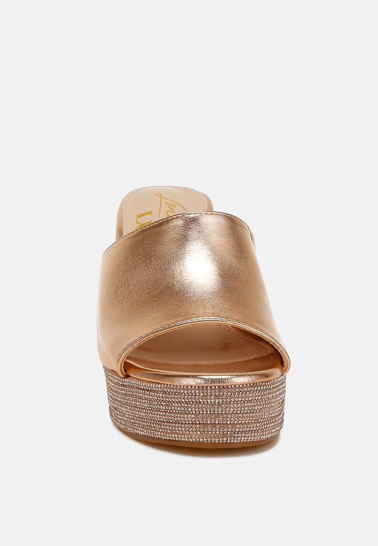 wedge heel peep toe sandals by ruw#color_rose-gold