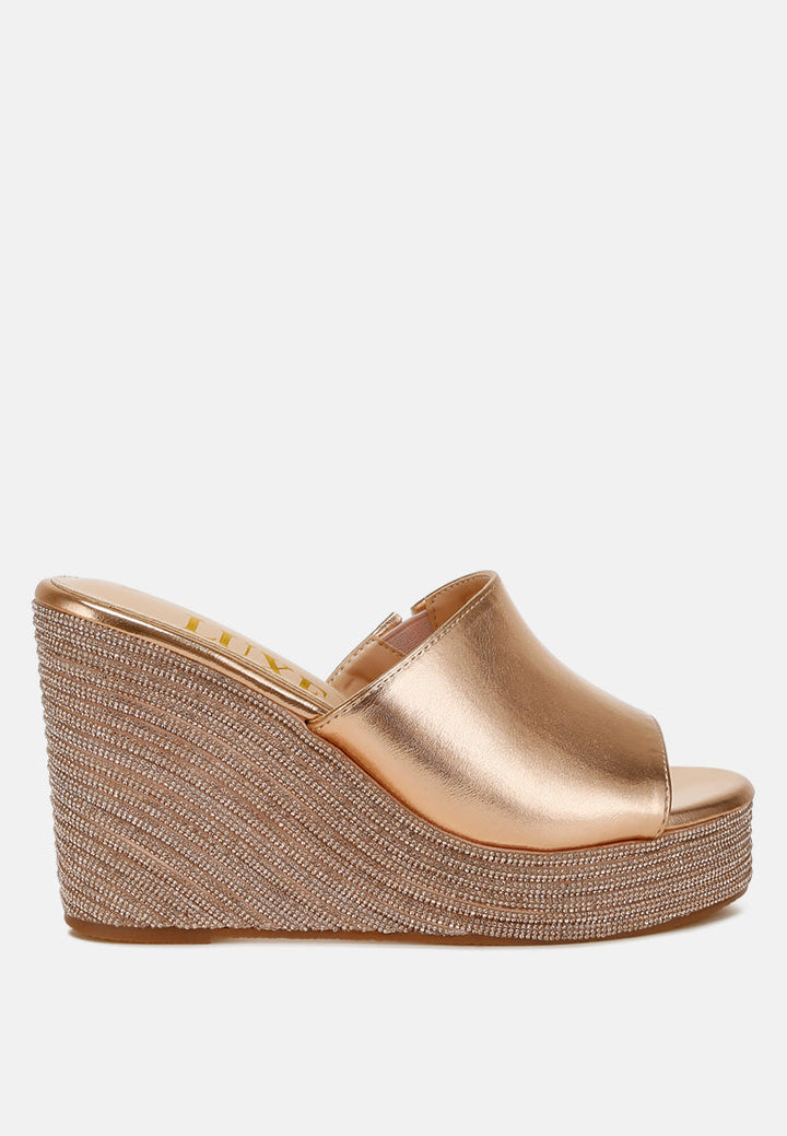 wedge heel peep toe sandals by ruw#color_rose-gold