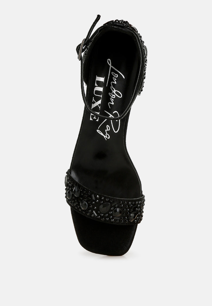 nocturnal rhinestone embellished shimmer sandals#color_black