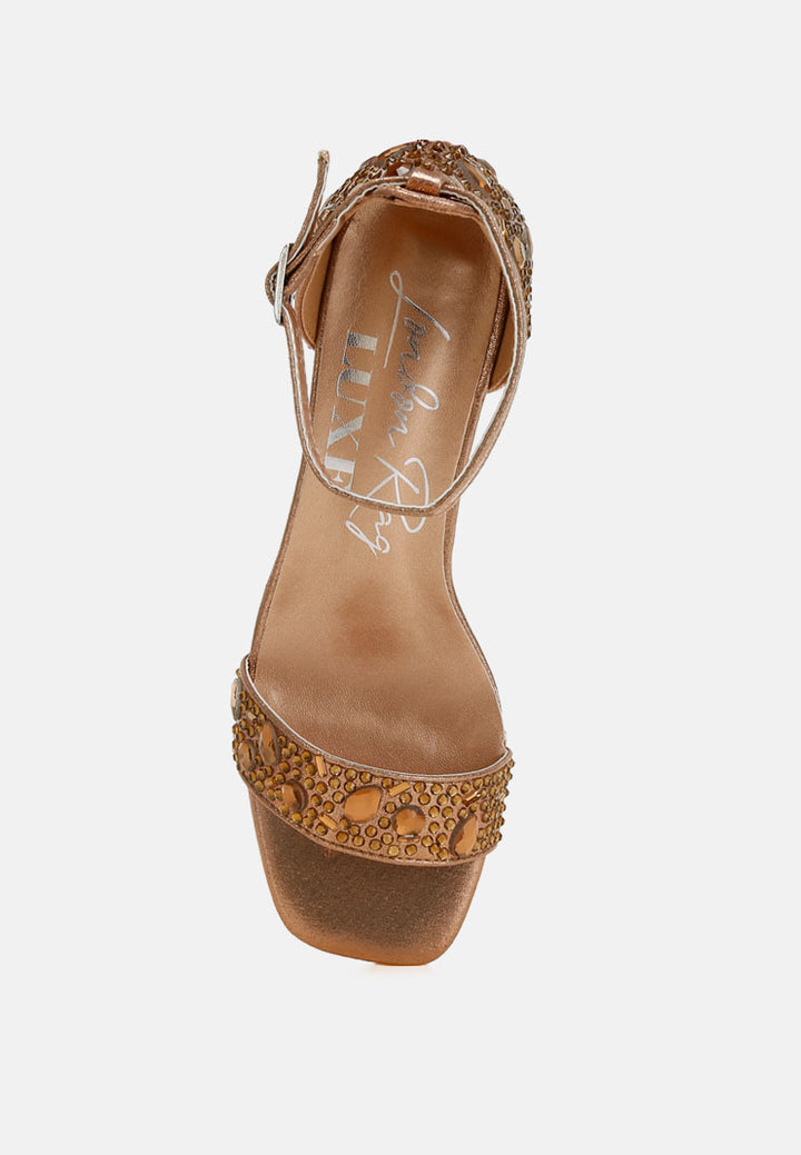 nocturnal rhinestone embellished shimmer sandals#color_bronze