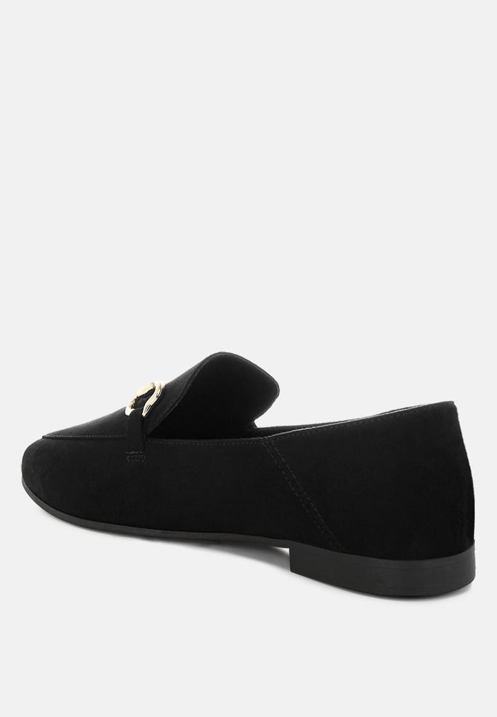 noltas horsebit embellished flat loafers by ft#color_black