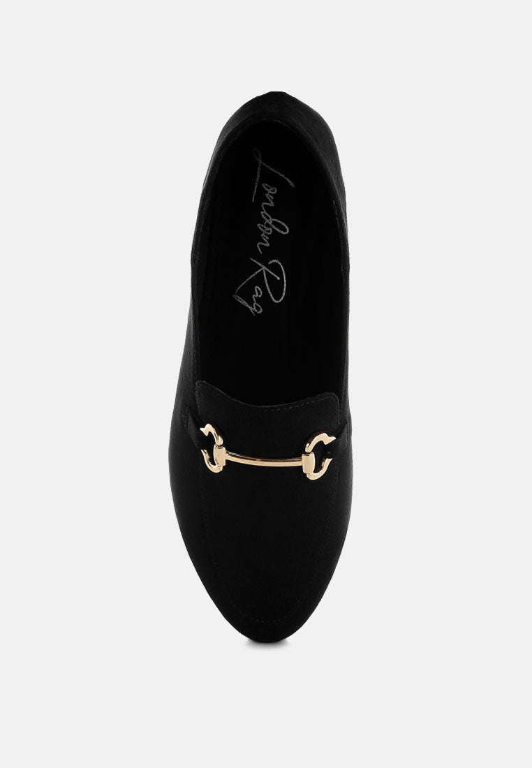 noltas horsebit embellished flat loafers by ft#color_black