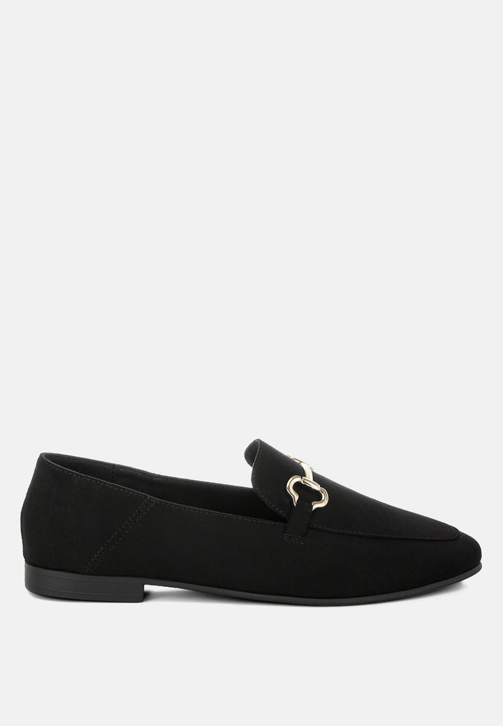 noltas horsebit embellished flat loafers by ft#color_black