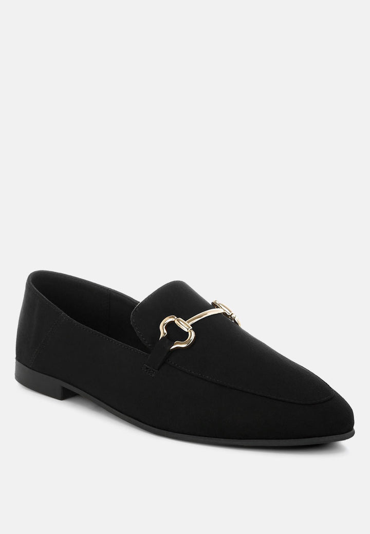 noltas horsebit embellished flat loafers by ft#color_black