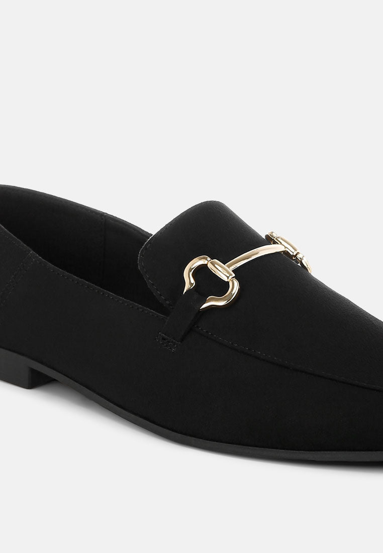 noltas horsebit embellished flat loafers by ft#color_black