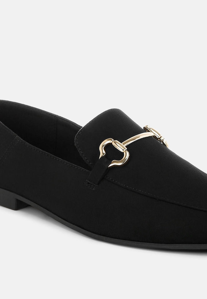 noltas horsebit embellished flat loafers by ft#color_black