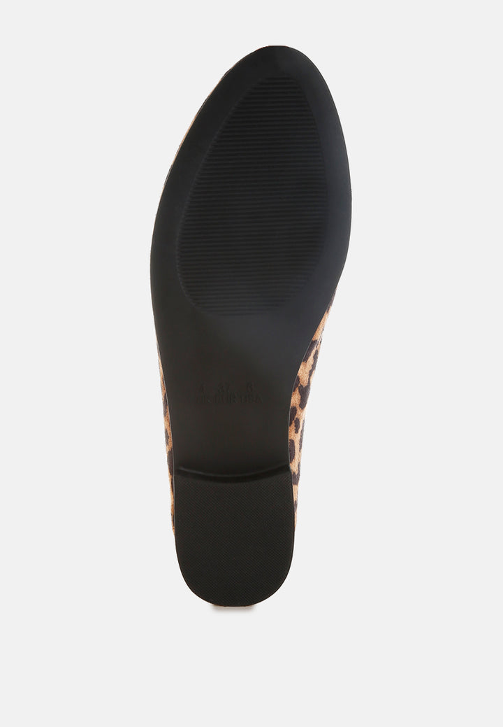 horsebit embellished flat loafers by mode#color_leopard