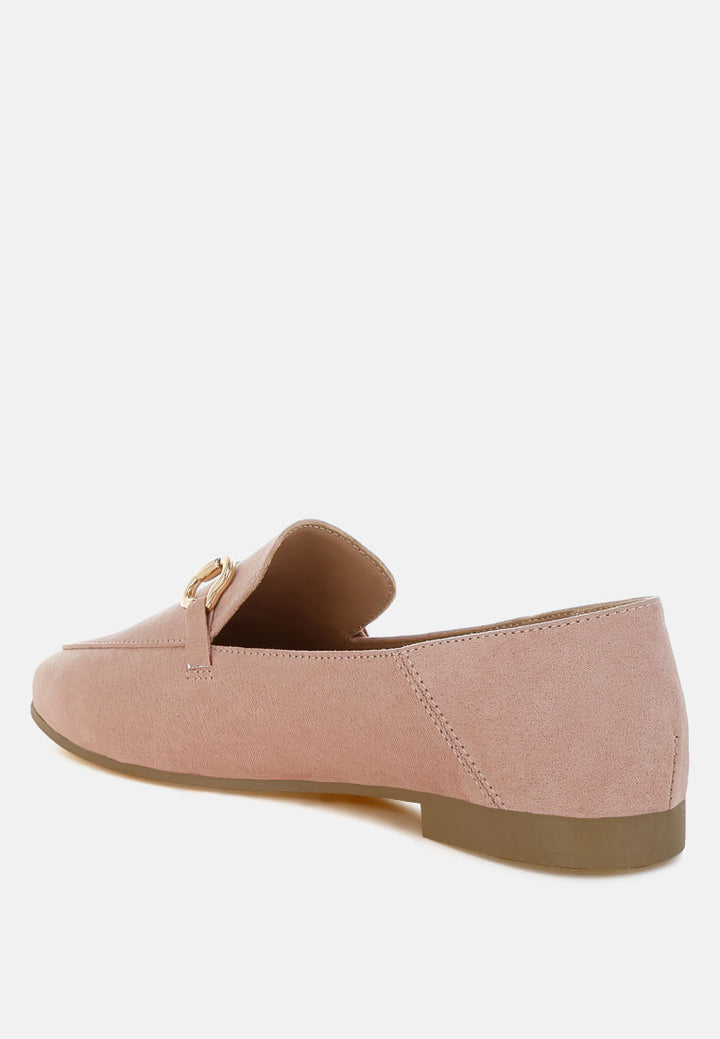 horsebit embellished flat loafers by mode#color_pink