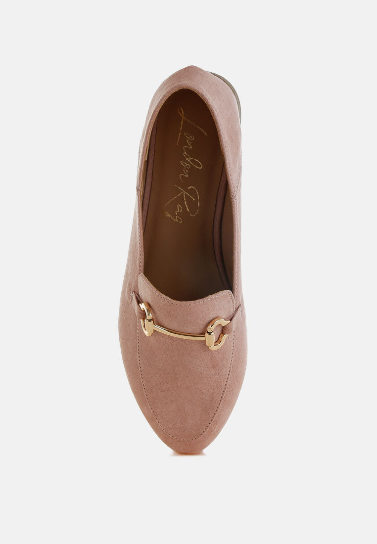horsebit embellished flat loafers by mode#color_pink