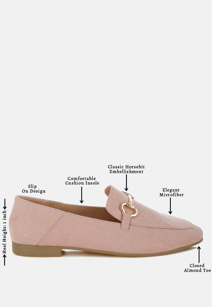 horsebit embellished flat loafers by mode#color_pink