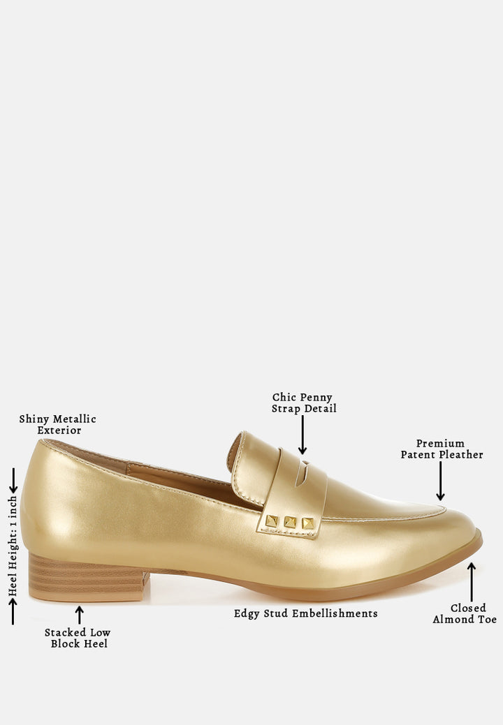 mocasines penny de charol con alas#color_gold