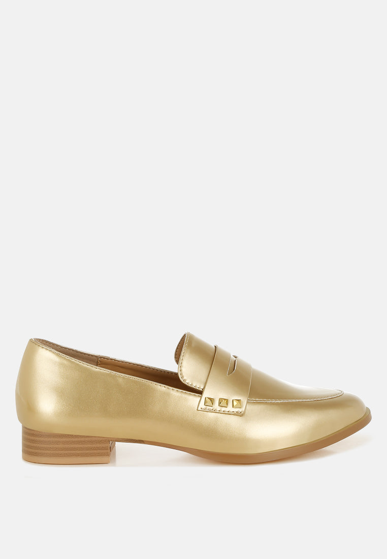 mocasines penny de charol con alas#color_gold