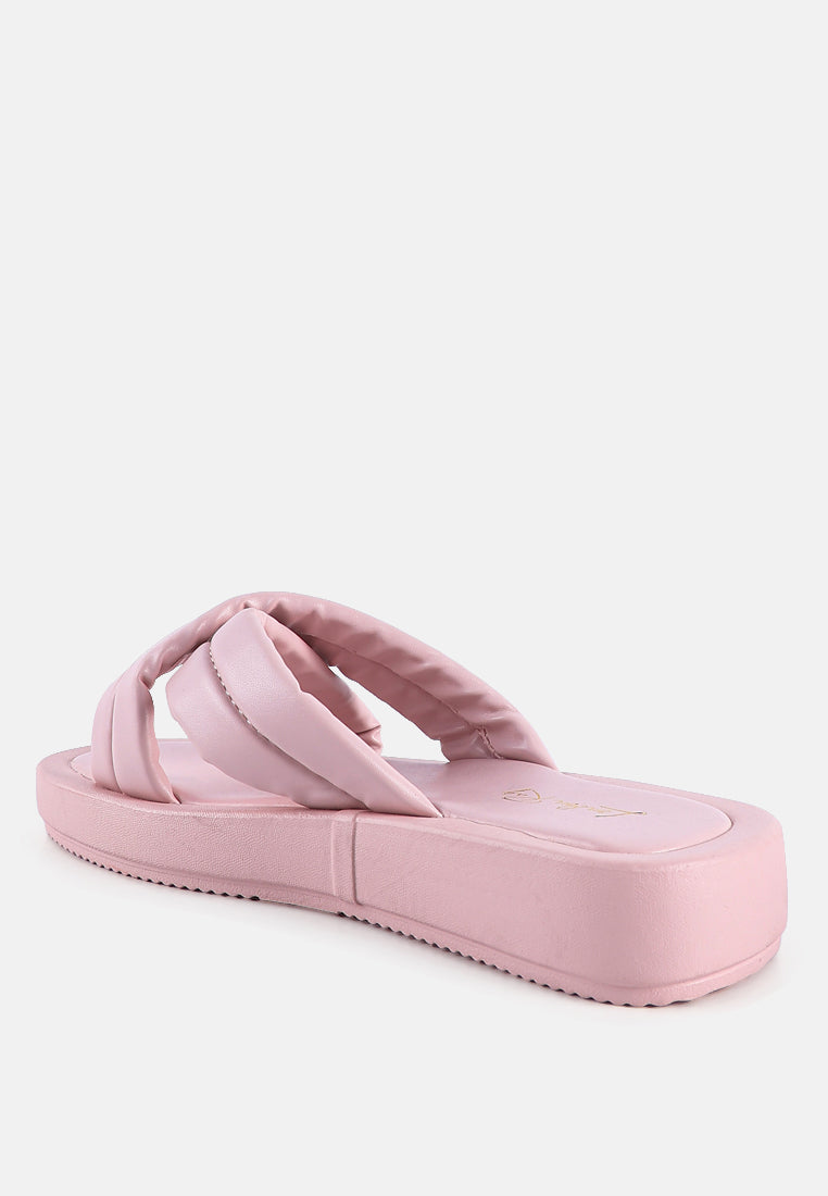 glacee ruched strap slider sandals#color_pink
