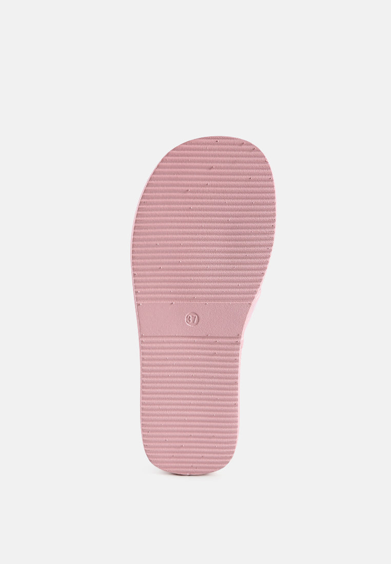 glacee ruched strap slider sandals#color_pink
