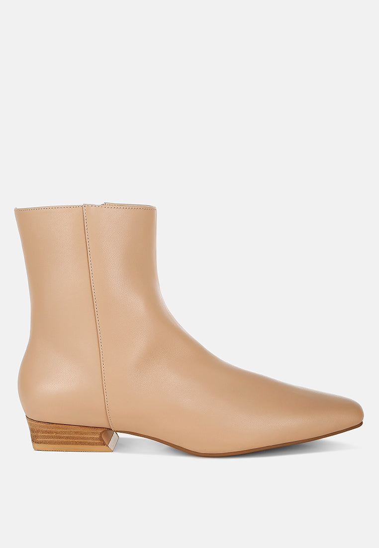 botas obita de cuero genuino con tacón acampanado#color_beige
