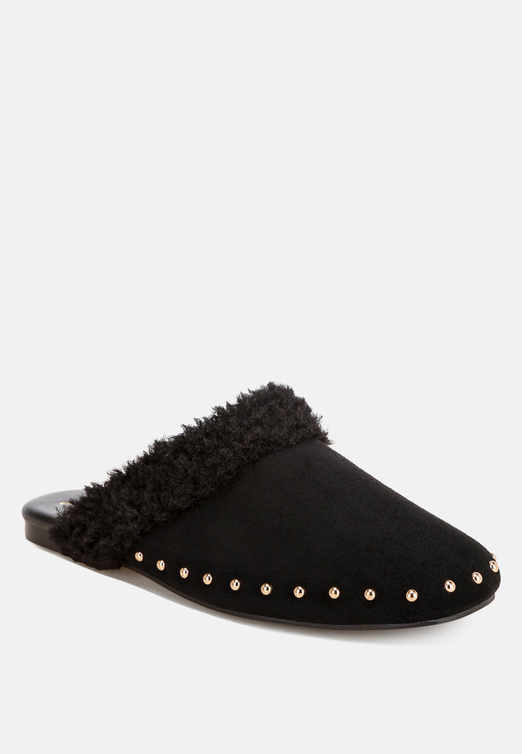 obsidian studded soft slip-on mules#color_black
