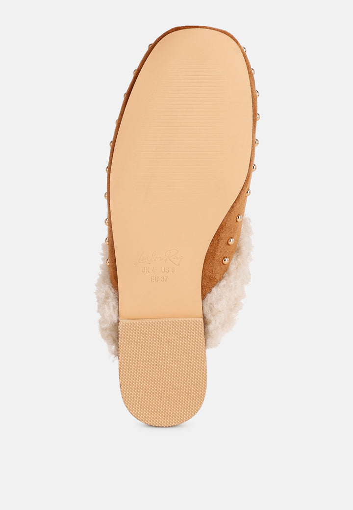obsidian studded soft slip-on mules#color_tan