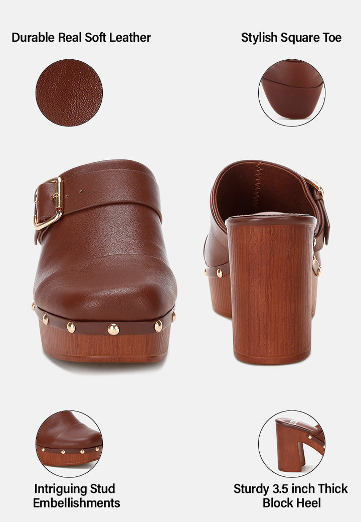 Sepatu Hak Kaki Persegi Tertutup Oktaf#color_coklat