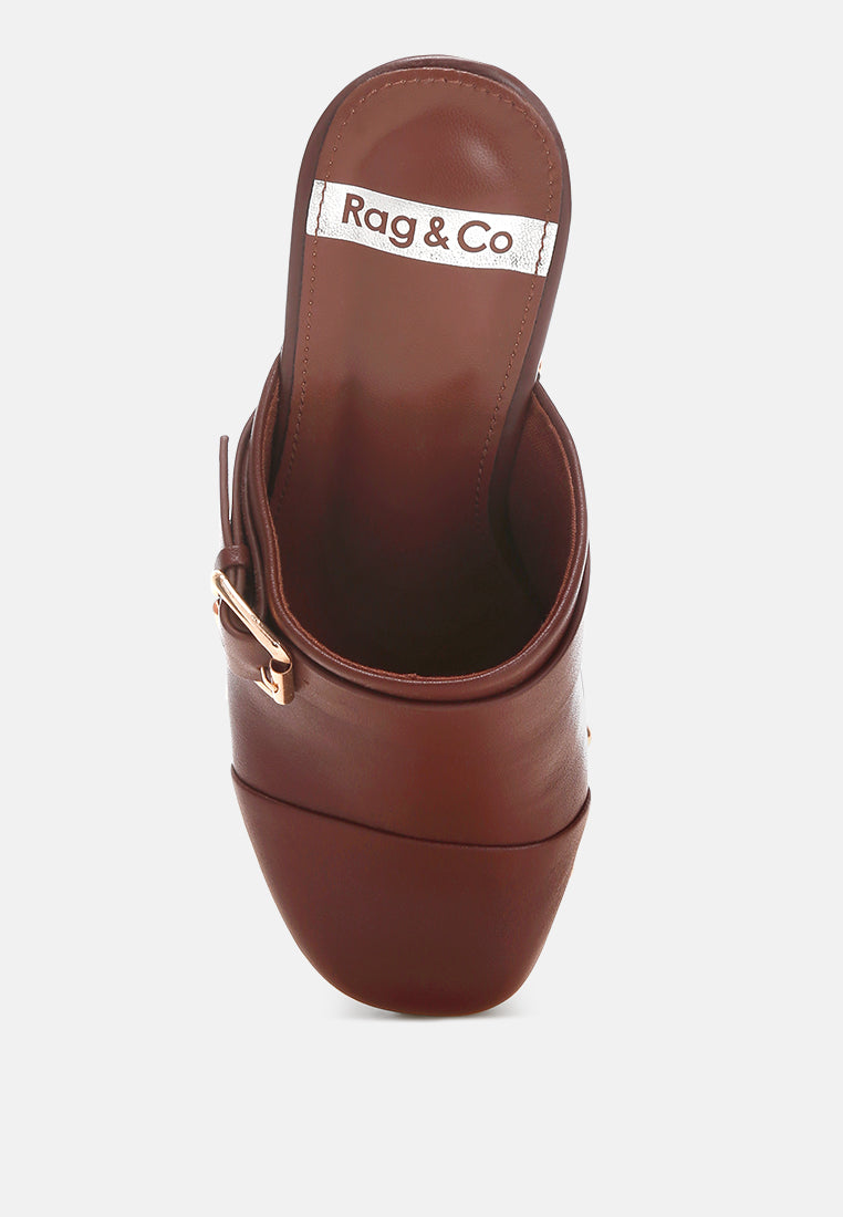 Sepatu Hak Kaki Persegi Tertutup Oktaf#color_coklat