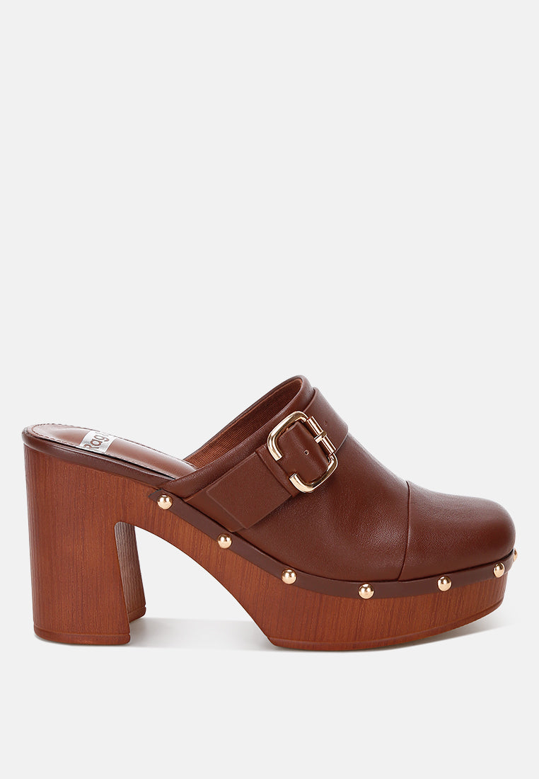 Sepatu Hak Kaki Persegi Tertutup Oktaf#color_coklat