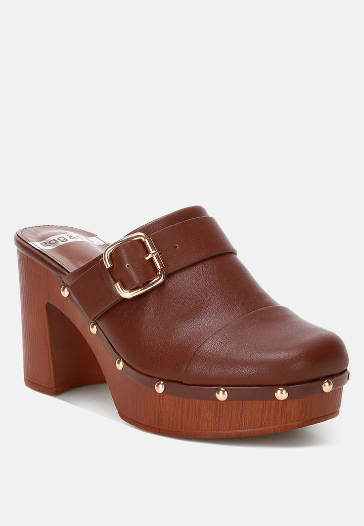 Sepatu Hak Kaki Persegi Tertutup Oktaf#color_coklat