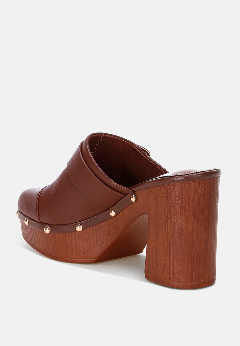 Sepatu Hak Kaki Persegi Tertutup Oktaf#color_coklat