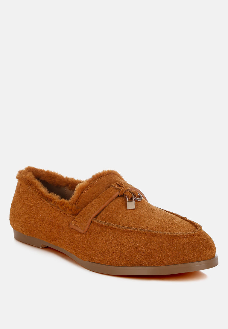 mocasines planos ohrid de ante y pelo sintético#color_tan