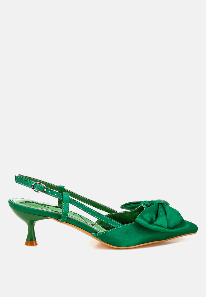 okshak satin bow slingback sandals#color_green