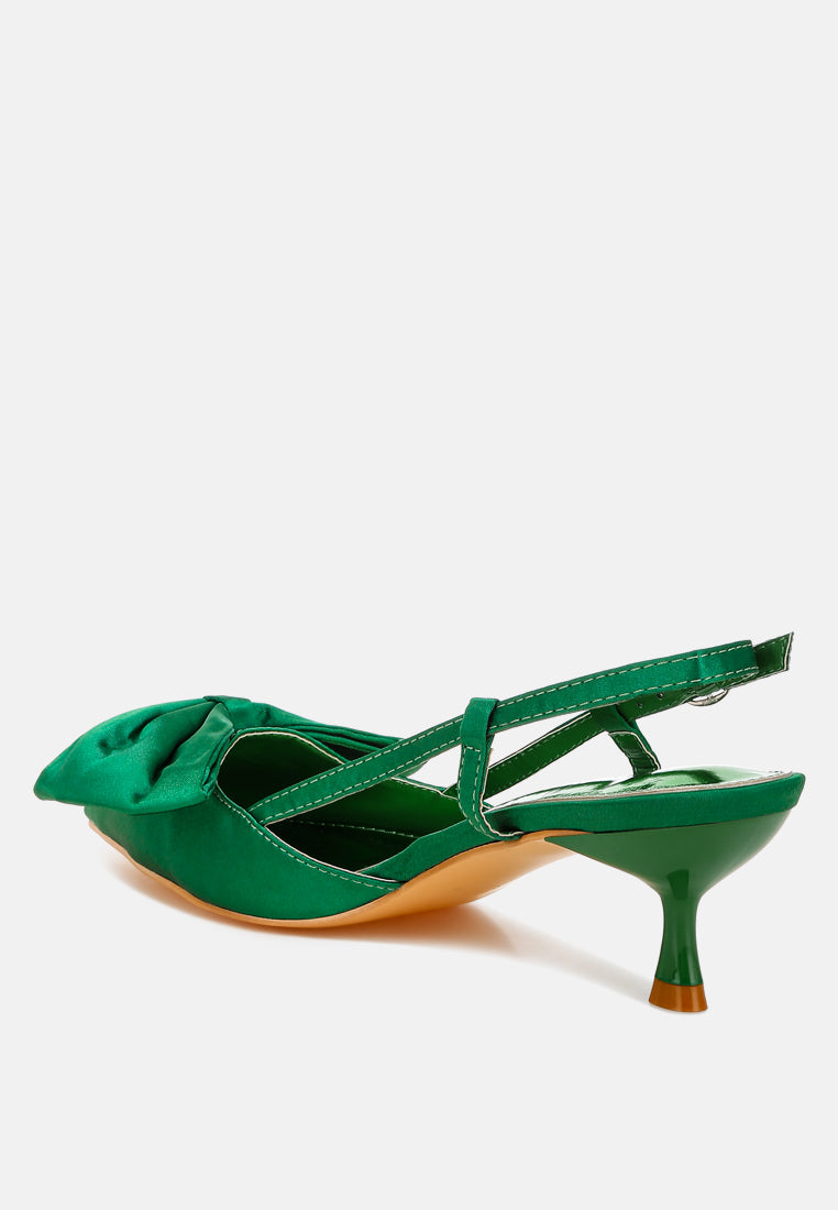 okshak satin bow slingback sandals#color_green