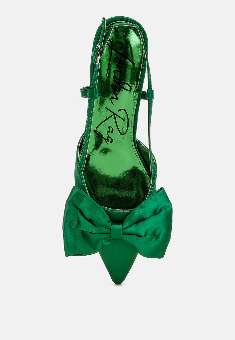 okshak satin bow slingback sandals#color_green