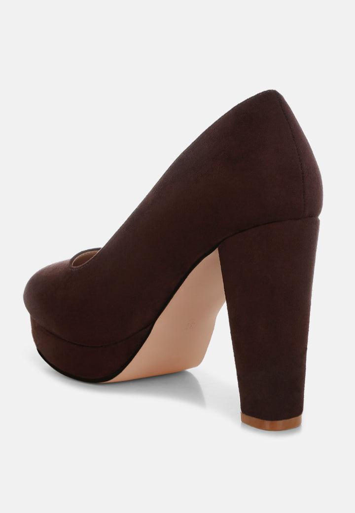 olanta block heel pumps#color_brown