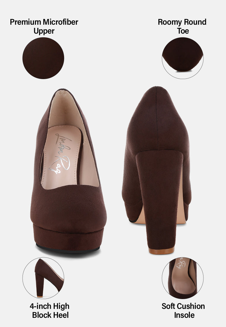 olanta block heel pumps#color_brown