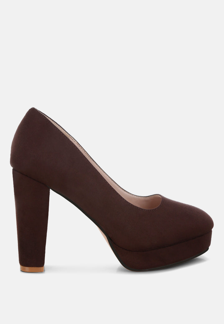 olanta block heel pumps#color_brown