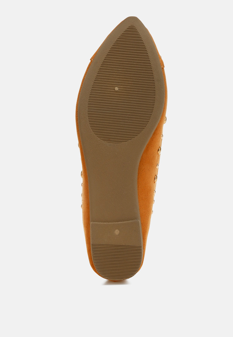 olesia stud emebllished ballet flats#color_tan