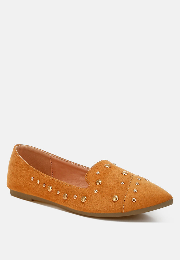 olesia stud emebllished ballet flats#color_tan