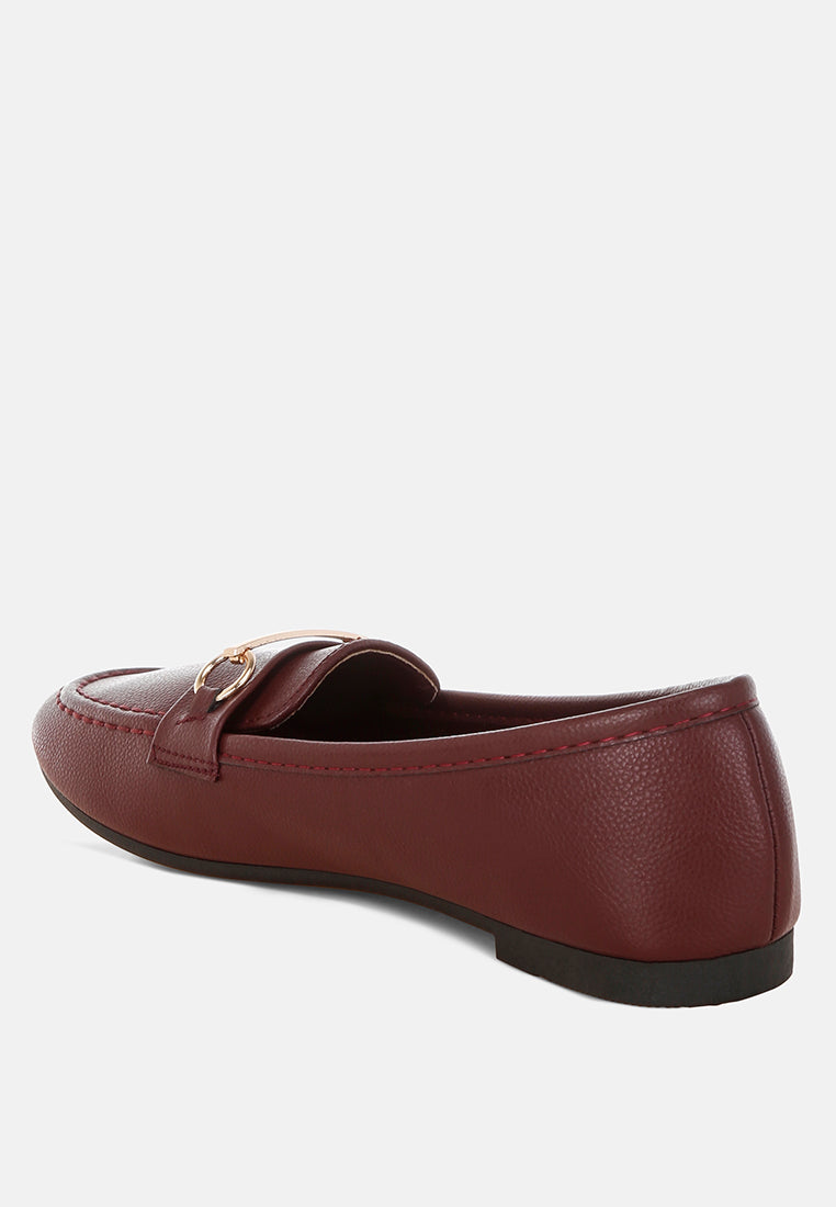 oliot horsebit detail flat loafers#color_burgundy