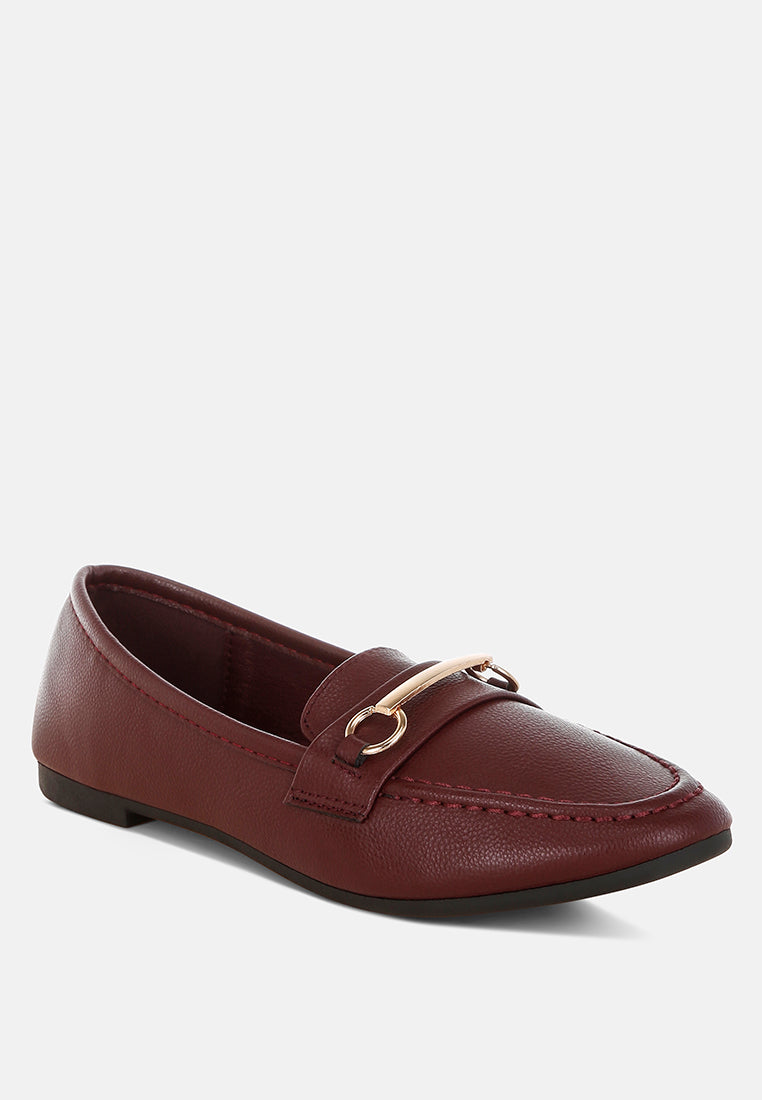 oliot horsebit detail flat loafers#color_burgundy