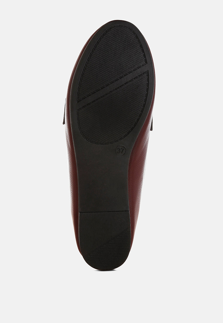oliot horsebit detail flat loafers#color_burgundy
