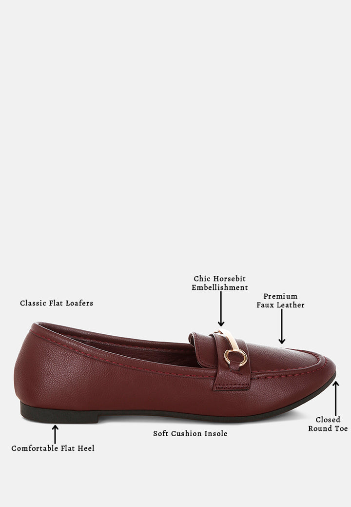 oliot horsebit detail flat loafers#color_burgundy