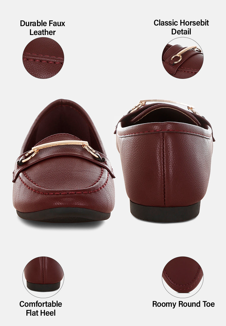 oliot horsebit detail flat loafers#color_burgundy