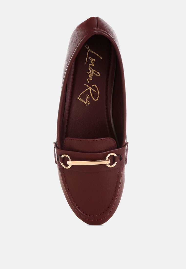 oliot horsebit detail flat loafers#color_burgundy