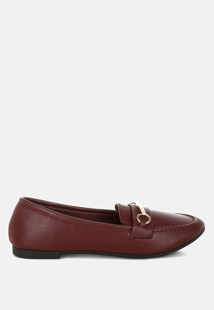 oliot horsebit detail flat loafers#color_burgundy